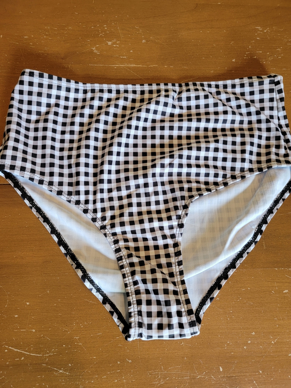 Black and White Gingham High Waist Bikini Bottoms Size XS